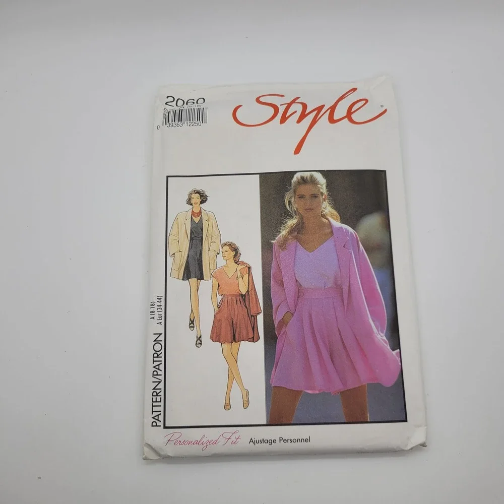 Vintage Style 2060 Sewing Pattern Misses Jacket Top Shorts Size 8-18 Uncut